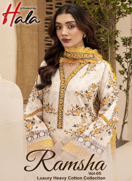 Ramsha Vol 5 By Hala Cotton Printed Wholesale Dress Material In India

